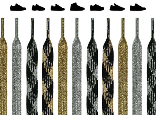 Silver \u0026 Gold Shoelaces - Buy here 